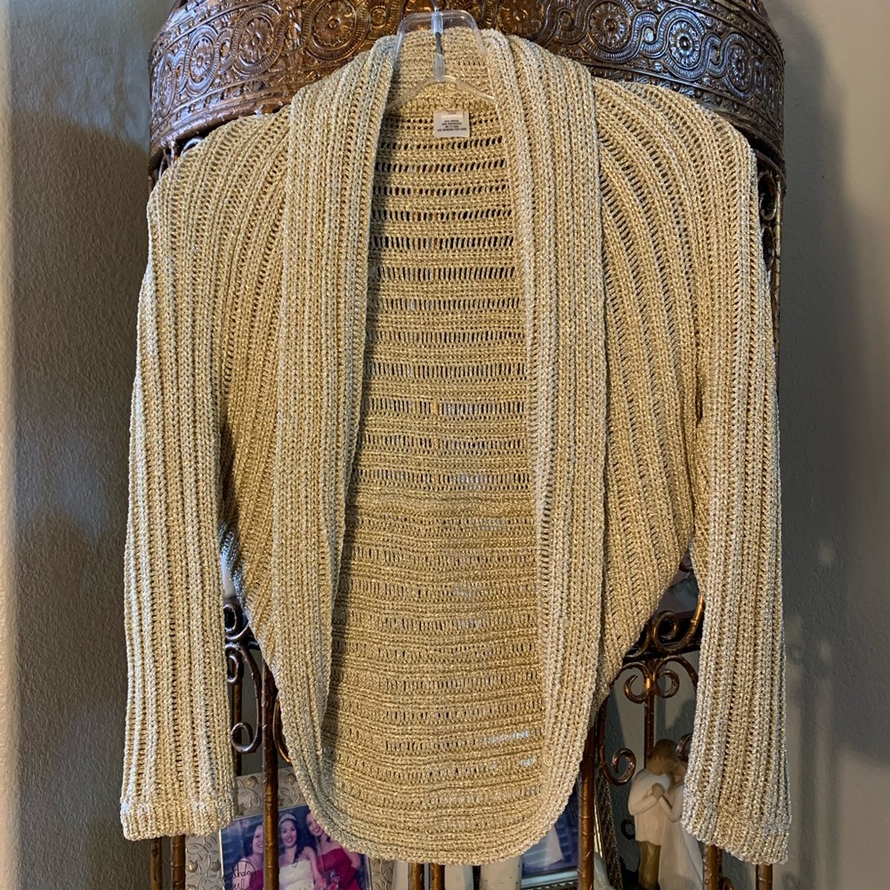 White House Black Market Gold Sparkle Shrug